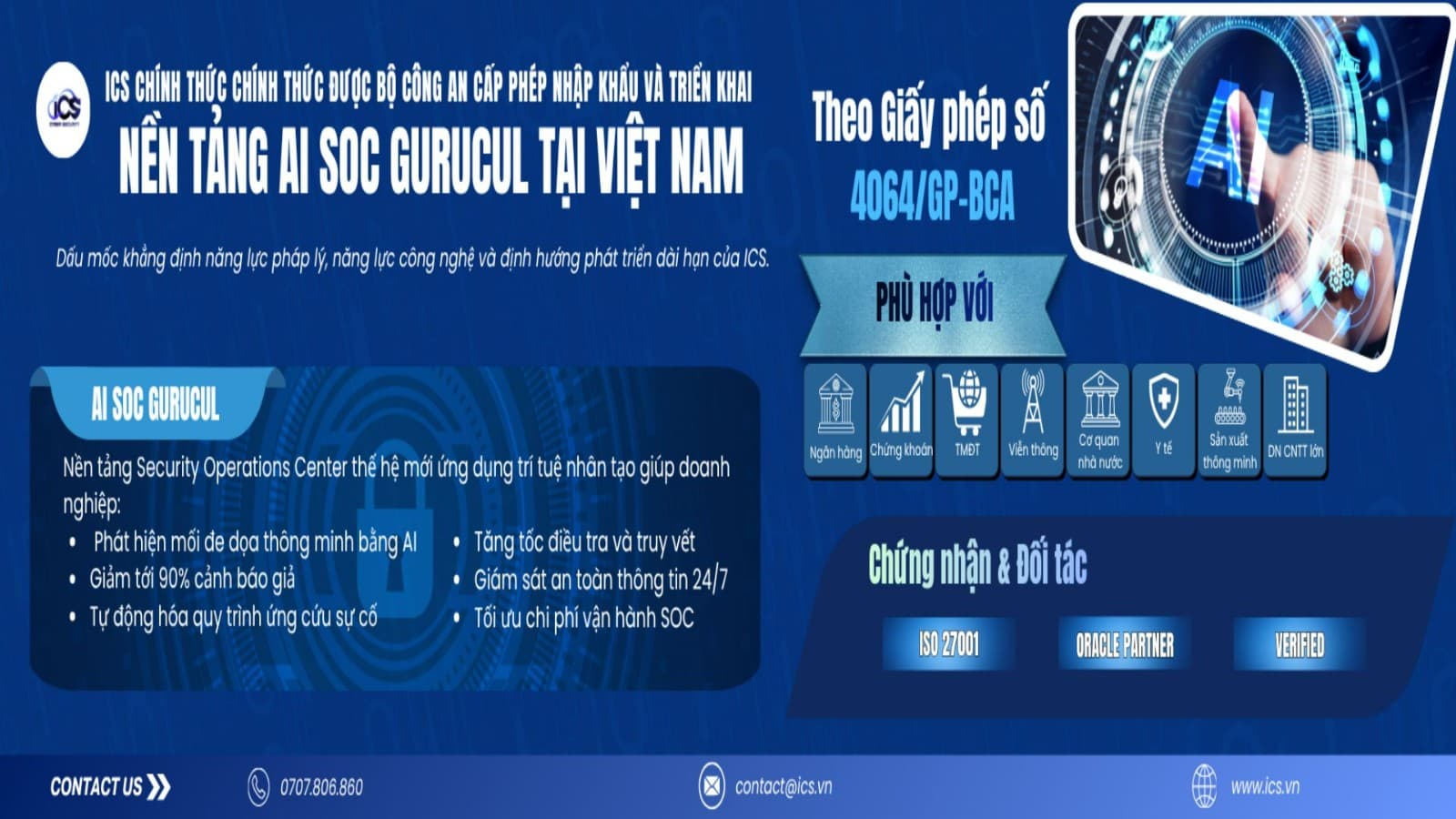 Hình minh họa cho bài viết: ICS được cấp phép triển khai AI SOC Gurucul tại Việt Nam