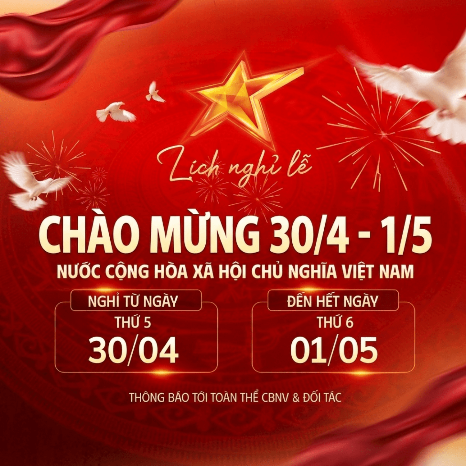 Hình minh họa cho bài viết: Thông báo lịch nghỉ lễ 30/4 và 1/5 của ICS