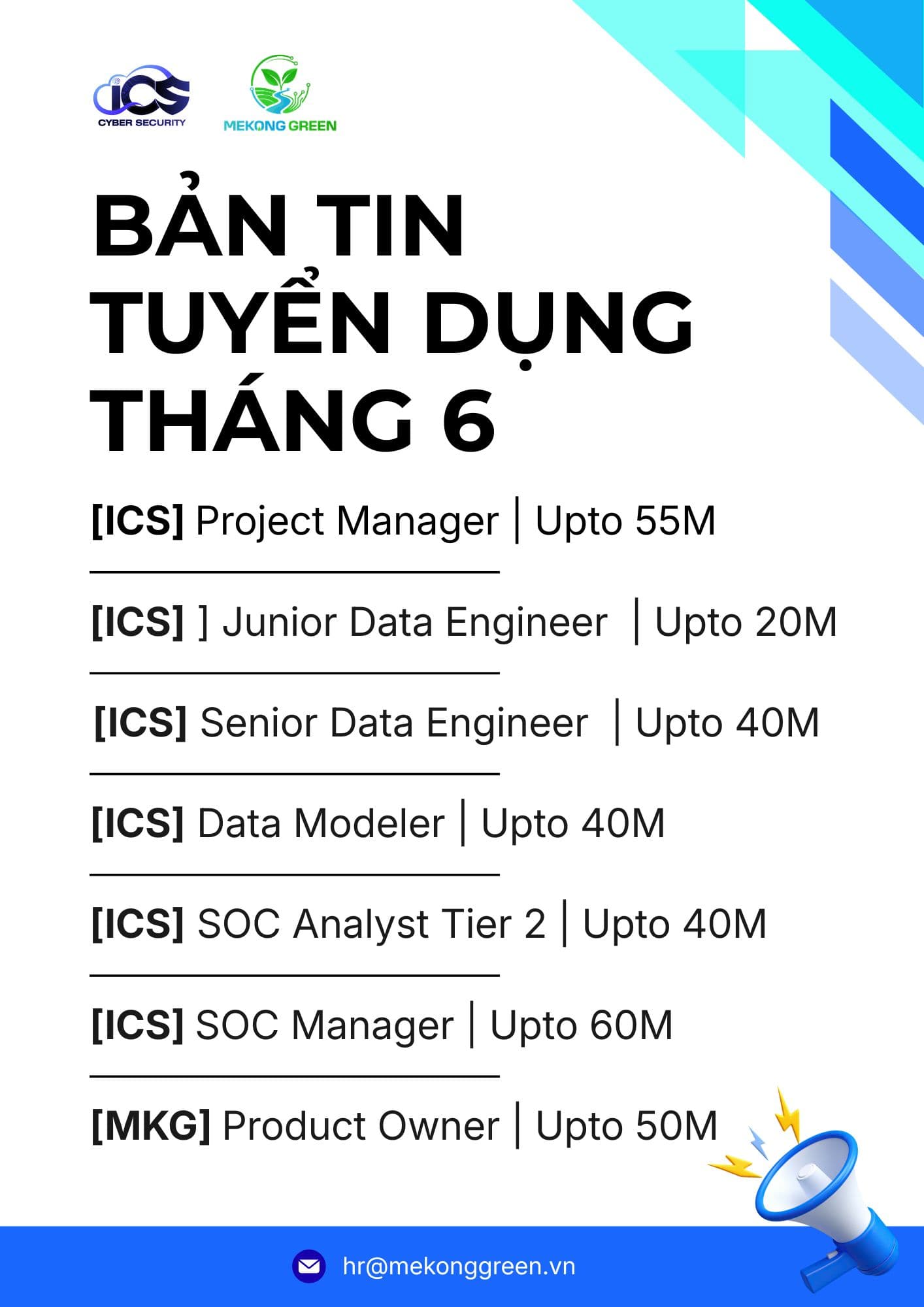 Hình minh họa cho bài viết: ICS và Mekong Green tuyển 7 nhóm vị trí công nghệ trong tháng 6