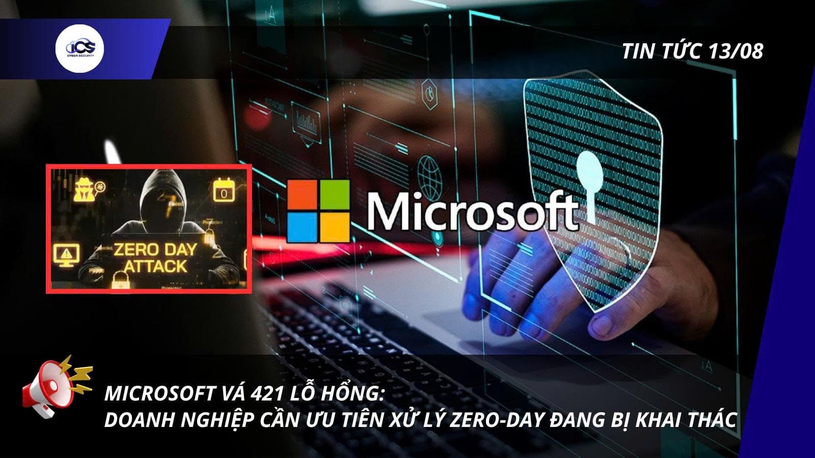 Hình minh họa cho bài viết: BẢN TIN 13/08/2026:
MICROSOFT VÁ 421 LỖ HỔNG: DOANH NGHIỆP CẦN ƯU TIÊN XỬ LÝ ZERO-DAY ĐANG BỊ KHAI THÁC